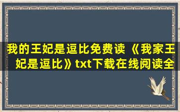 我的王妃是逗比免费读 《我家王妃是逗比》txt下载在线阅读全文,求百度网盘云资源